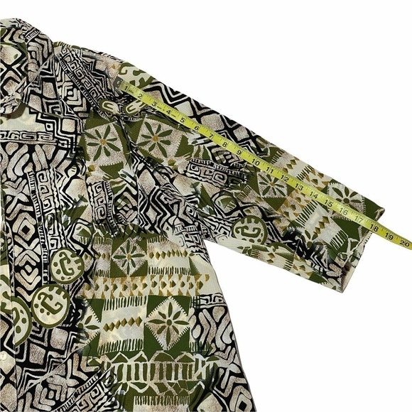 ALIA Multicolored Boho Aztec Print Long Sleeve Button Down Blouse - Picture 8 of 12